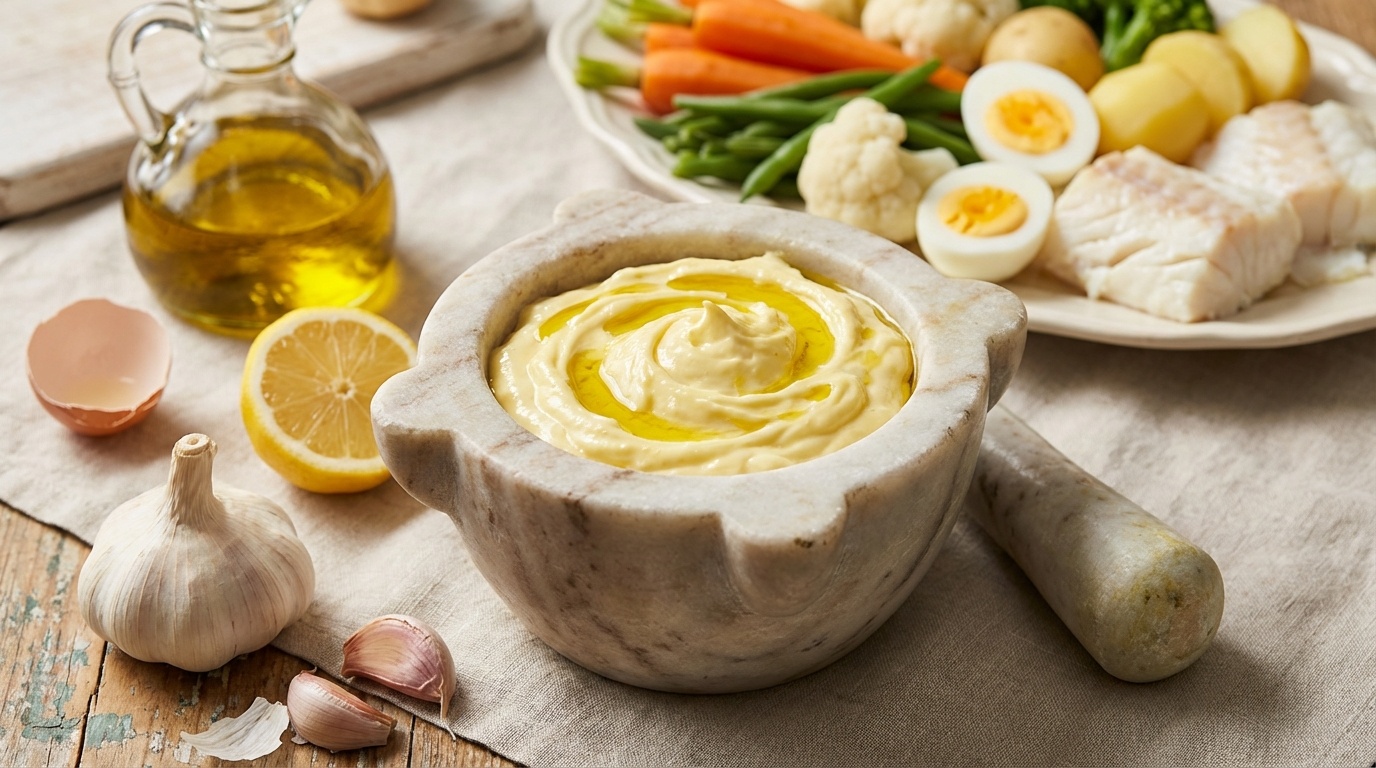 Aioli (Traditionel Provencalsk Hvidløgsemulsion)