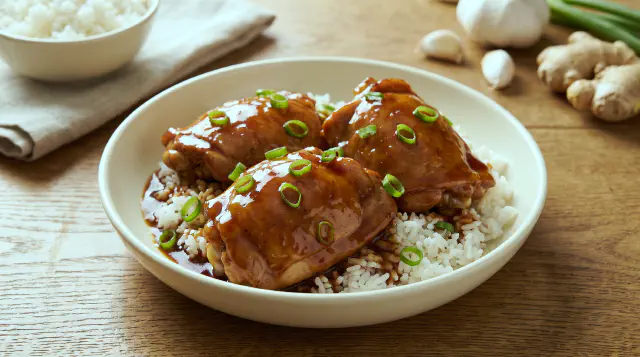 Asiatisk glaserede kyllingelår i airfryer