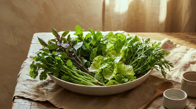 Blandet urtesalat (Rau gia vị tổng hợp)