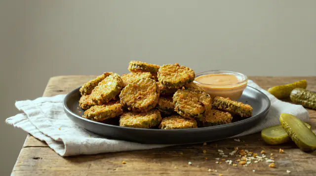 Friterede sylteagurker i airfryer