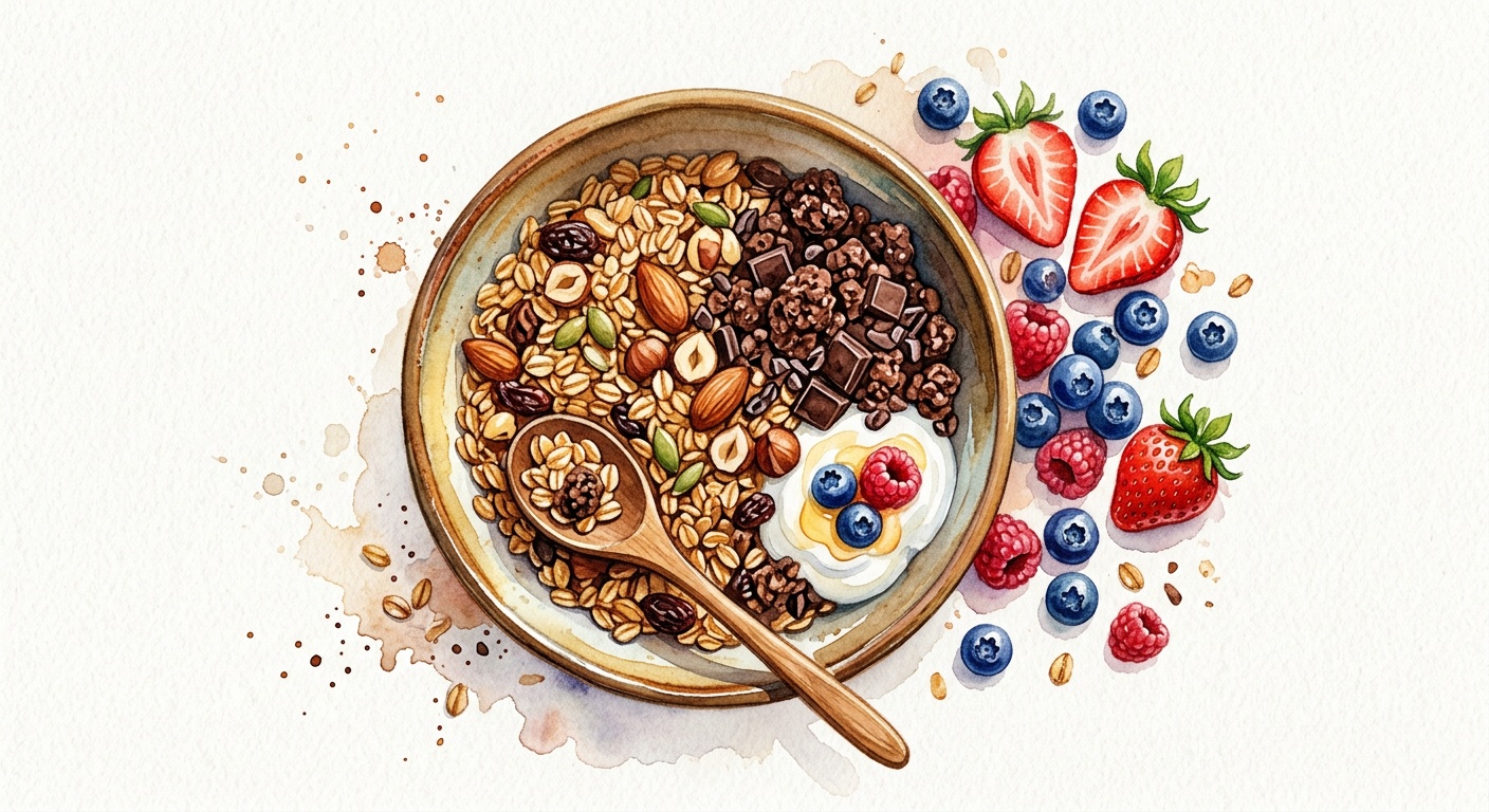 Hjemmelavet morgenknas og chokoladeknas (müsli)