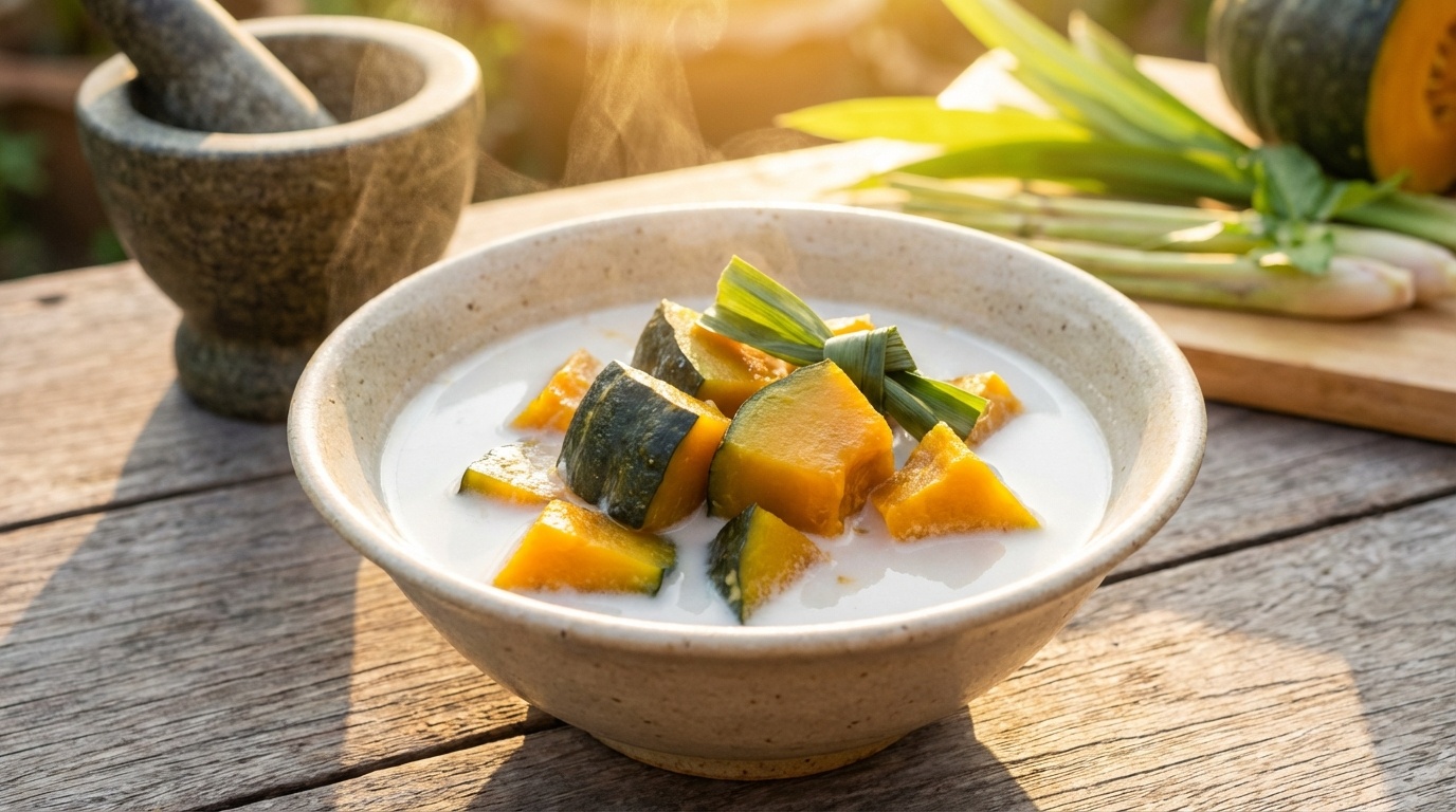Kabocha-græskar i kokossuppe (Faktong Gaeng Buad)