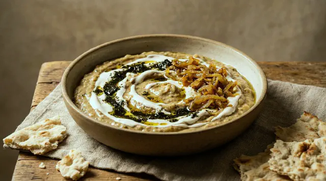 Kashk-e Bademjan (persisk aubergine- og kashk-dip)