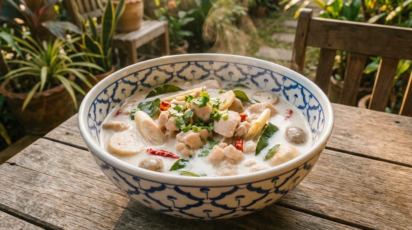 Kokos-galangal-kyllingesuppe (Tom Ka Gai)