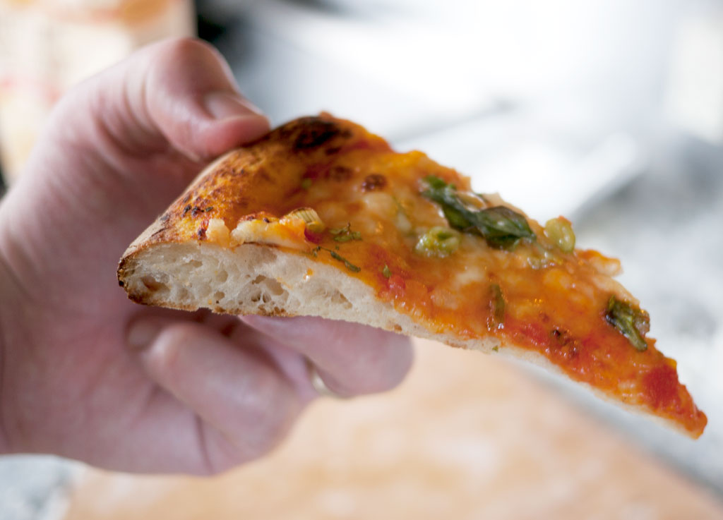 Langtidshævet pizzadej - våd - æltefri