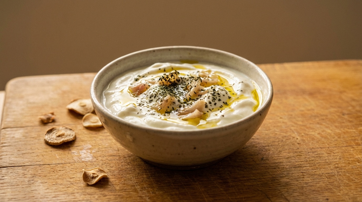 Mast-o-Musir (persisk yoghurt med vildskalotteløg)