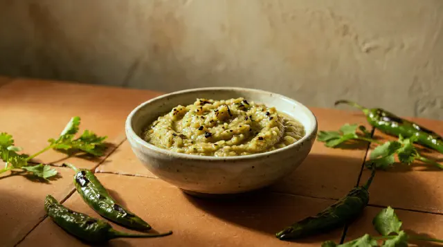 Nam Prik Num (Nordthailandsk Grøn Chilidip)