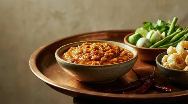 Nam Prik Ong (Nordthailandsk Tomat- og Svinechilidip)
