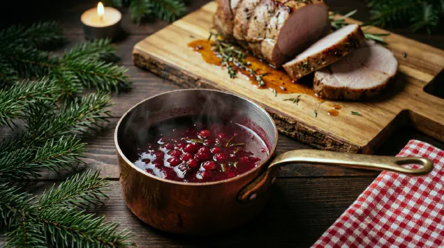 Preiselbeersauce (Varm tyttebær-vinsauce)