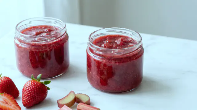 Rabarber-jordbærmarmelade