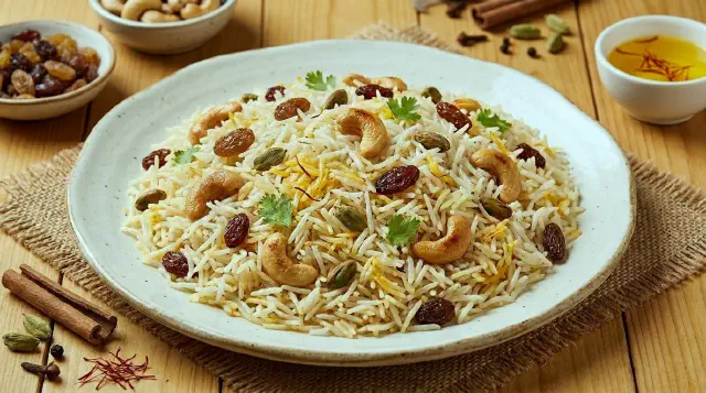 Ris-pilaf med små rosiner og nødder