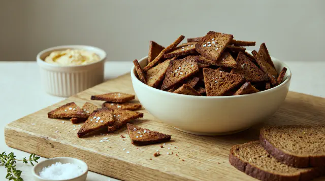 Rugbrødschips i airfryer
