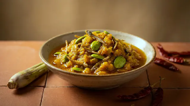 Sambal Tempoyak Goreng (Stegt Fermenteret Durian-Chilipasta)
