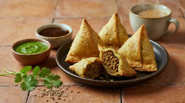 Samosa med hakket oksekød