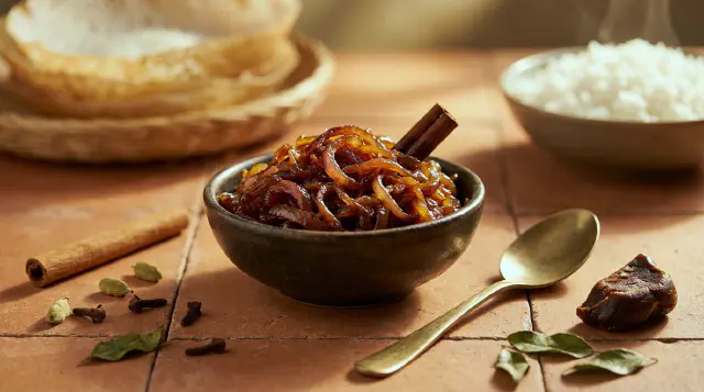 Seeni Sambol (Sri Lankansk Karamelliseret Løgrelish)