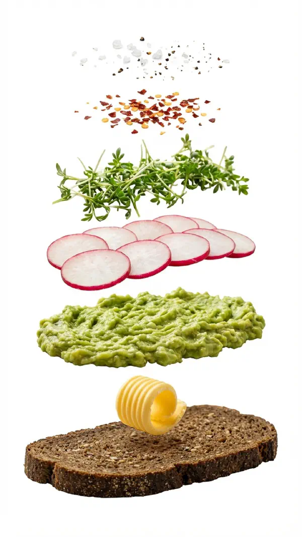 Opbygning af avocadomad med citrus og karse © kvalimad.dk