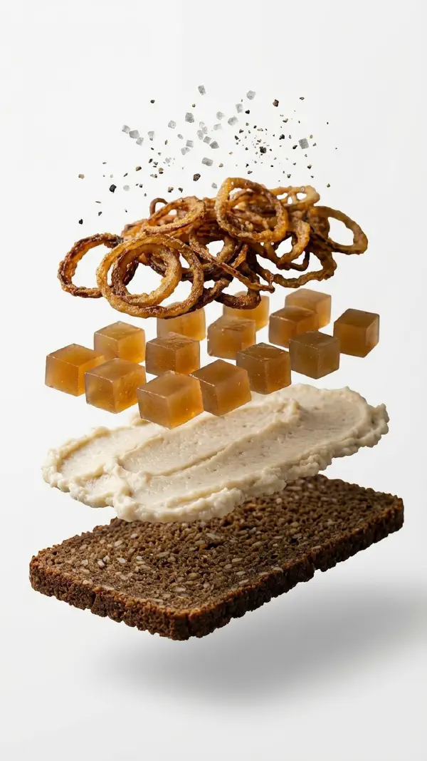 Opbygning af fedt og sky med ristede løg © kvalimad.dk