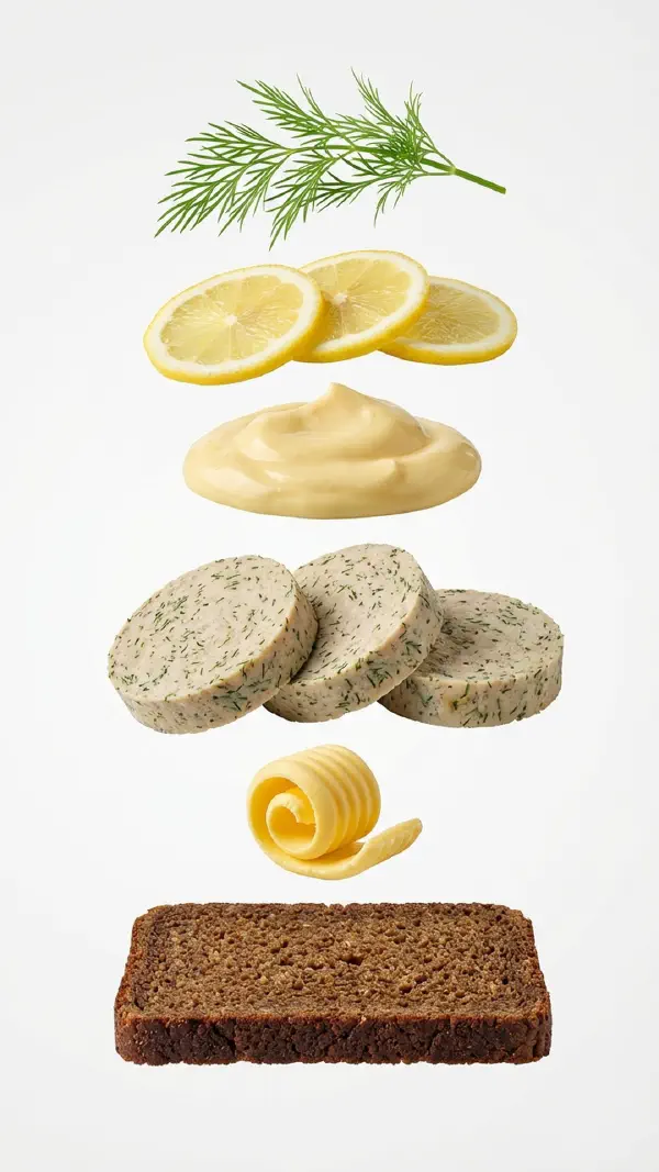 Opbygning af fiskepâté med dild og citronmayo © kvalimad.dk