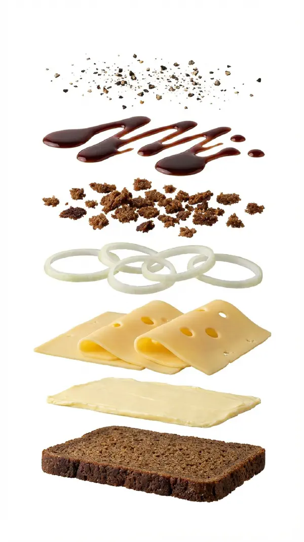 Opbygning af gammel ole med rå løg og portvinsskye © kvalimad.dk