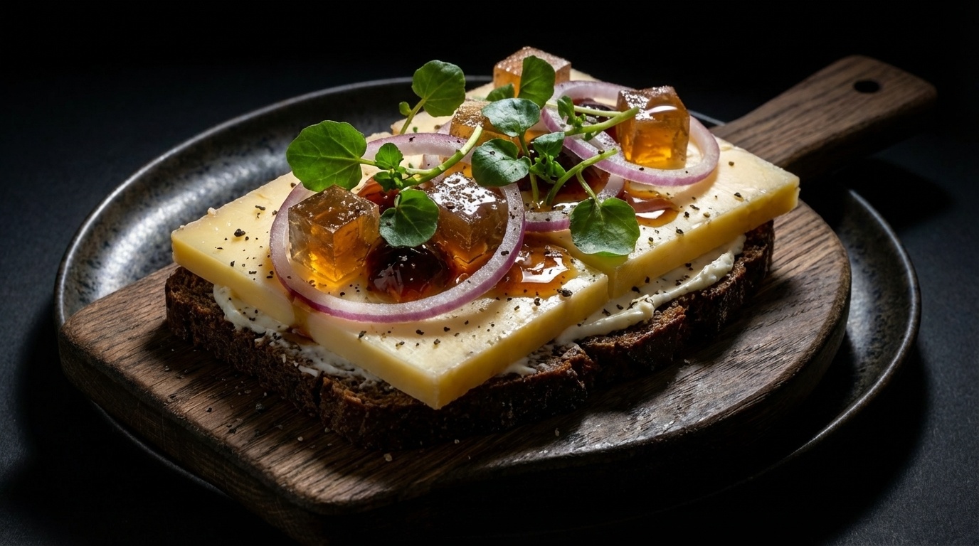 Smørrebrød med Gammel Ole, krydderfedt og rom
