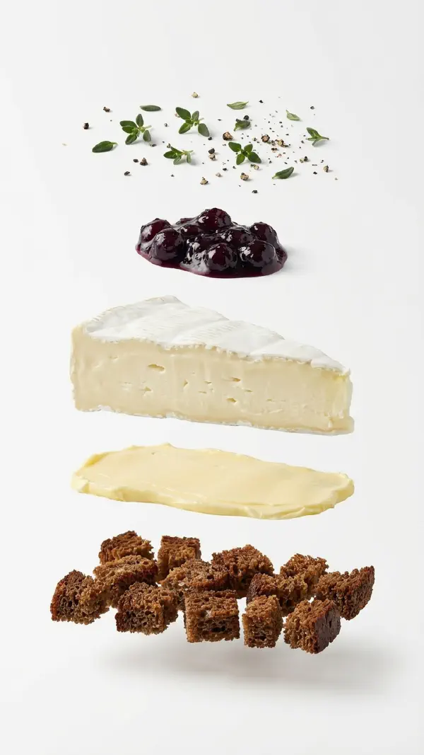 Opbygning af hvidskimmelost med syltet frugt © kvalimad.dk