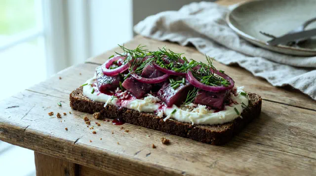 Hyldebærssild med peberrodscreme