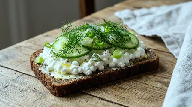 Hytteost med agurk og dild