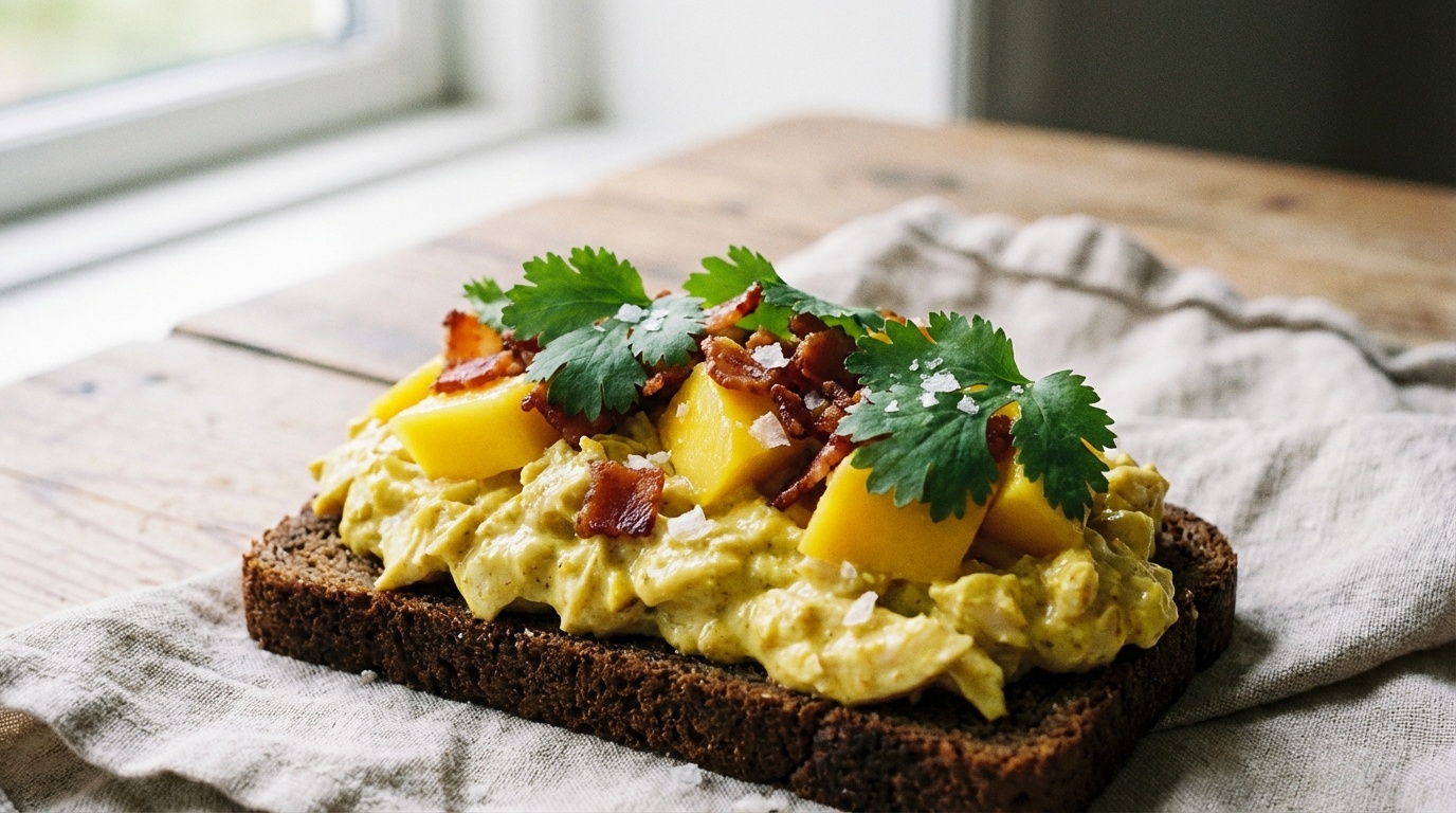 Kyllingesalat med karry og mango