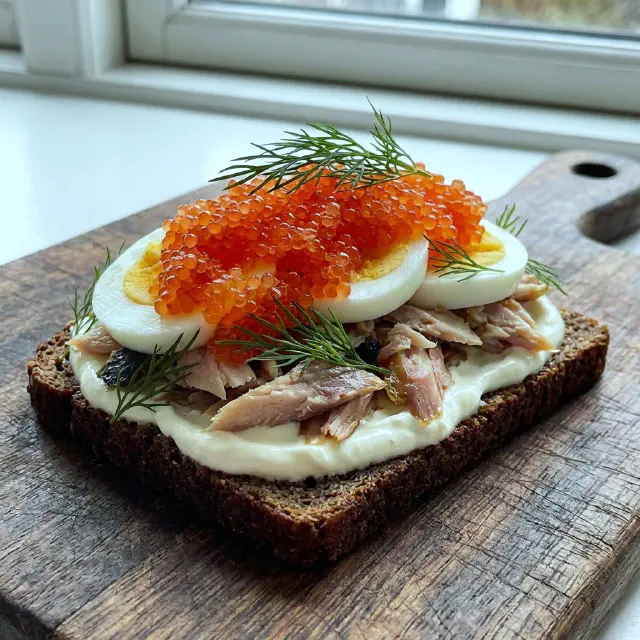 Røget makrel med æg og stenbiderrogn