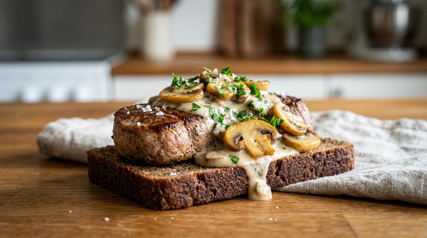 Mørbradbøf med champignon a la crème