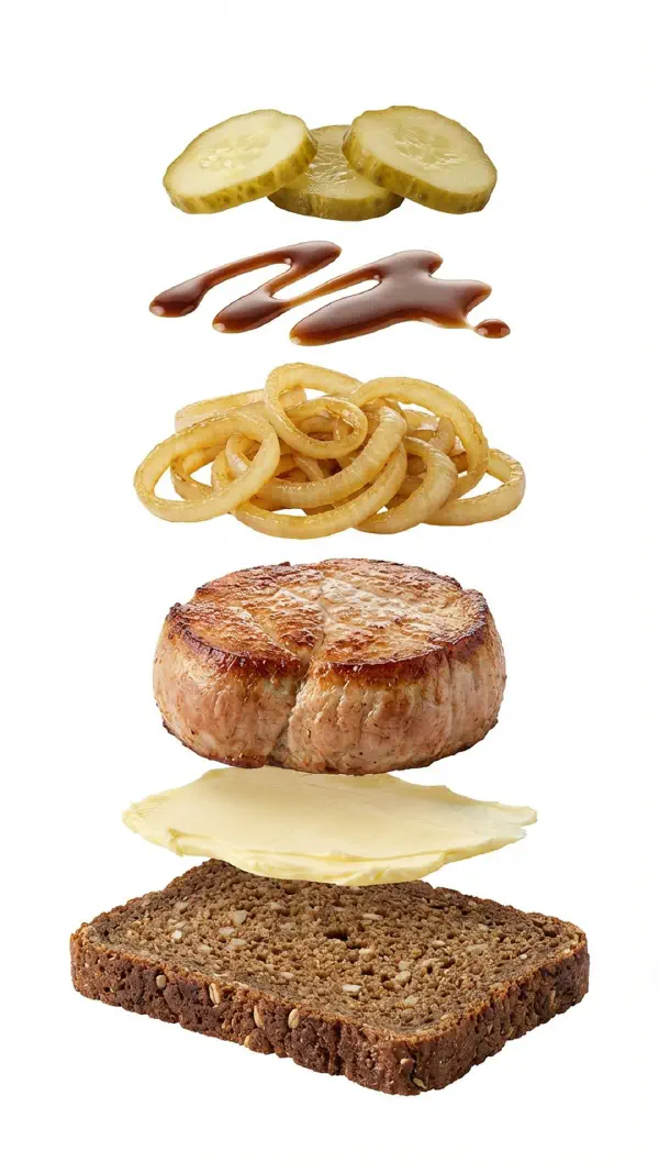 Opbygning af mørbradbøf med sky og bløde løg © kvalimad.dk