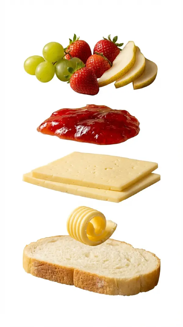 Opbygning af ost med marmelade og frisk frugt © kvalimad.dk