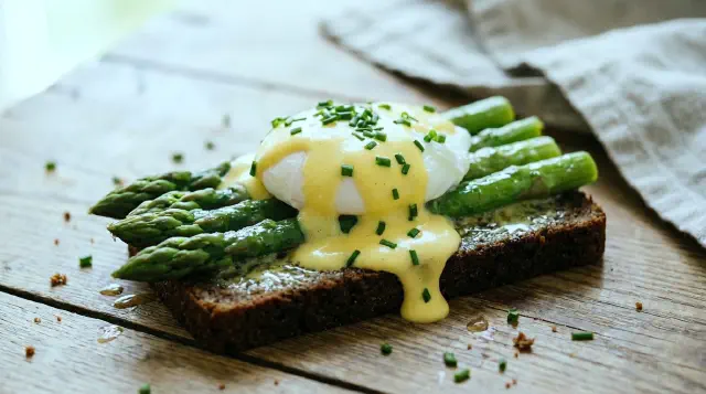 Pocheret æg med asparges og hollandaise