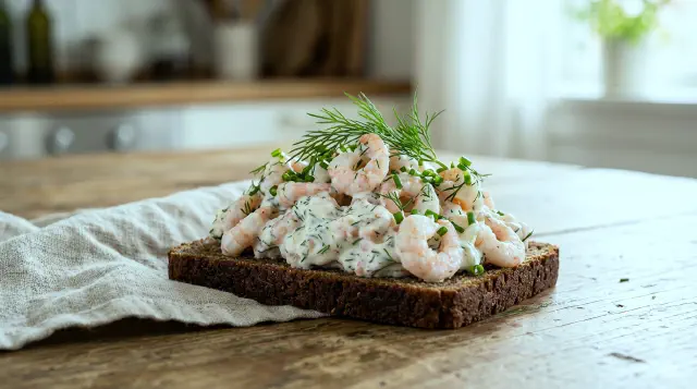 Klassisk rejesalat med dild og citron