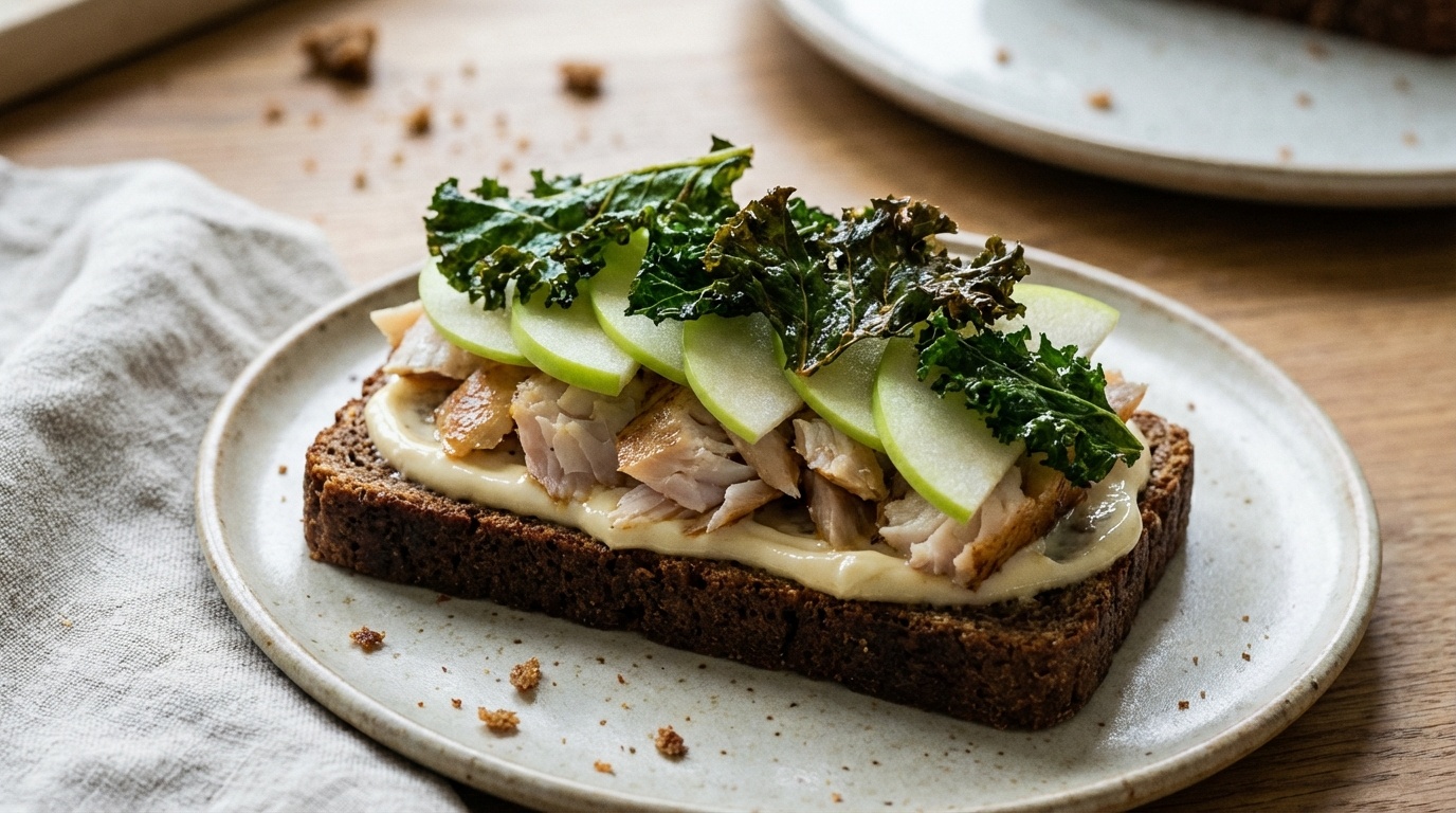 Røget hellefisk med grønkål og honningcreme