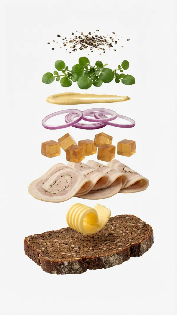 Opbygning af rullepølse med sky og sennep © kvalimad.dk