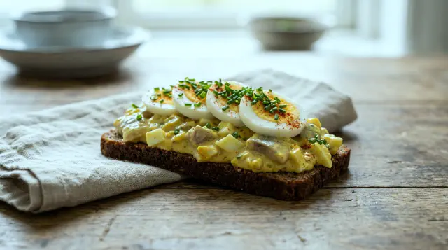 Sildesalat med æg og karry