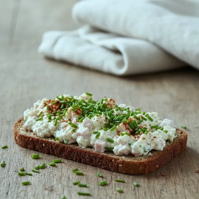 Skinkesalat med hytteost og peberrod