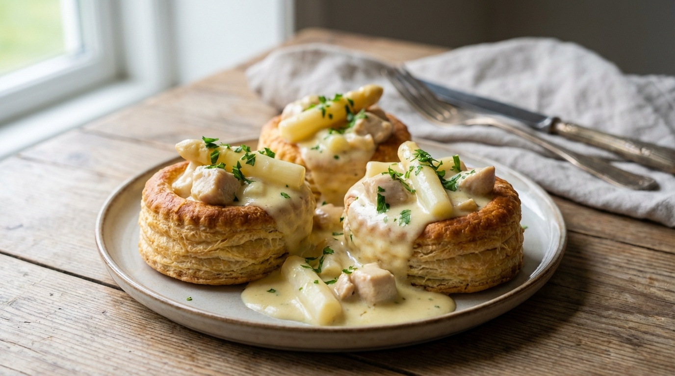 Tarteletter med høns i asparges