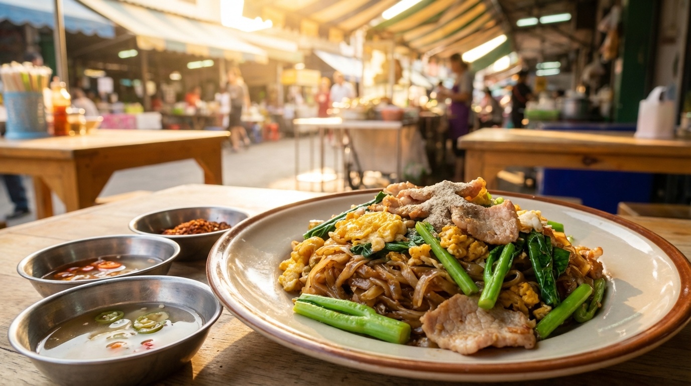 Stegte risnudler med sojasauce og kinesisk broccoli (Pad See Ew)