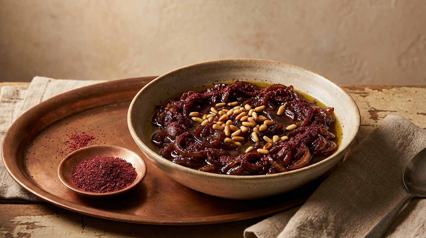 Sumak-løgtopping (Musakhan-løg)