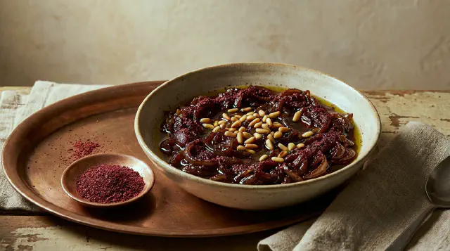 Sumak-løgtopping (Musakhan-løg)