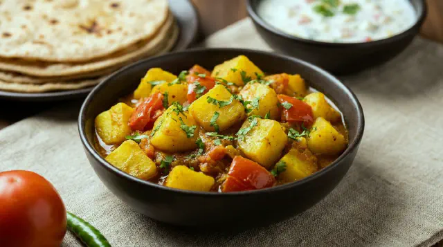 Tamatar aloo - kartoffelstuvning med tomat