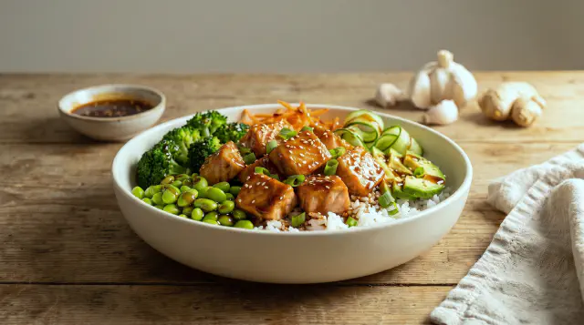 Teriyaki-laksebowl i airfryer